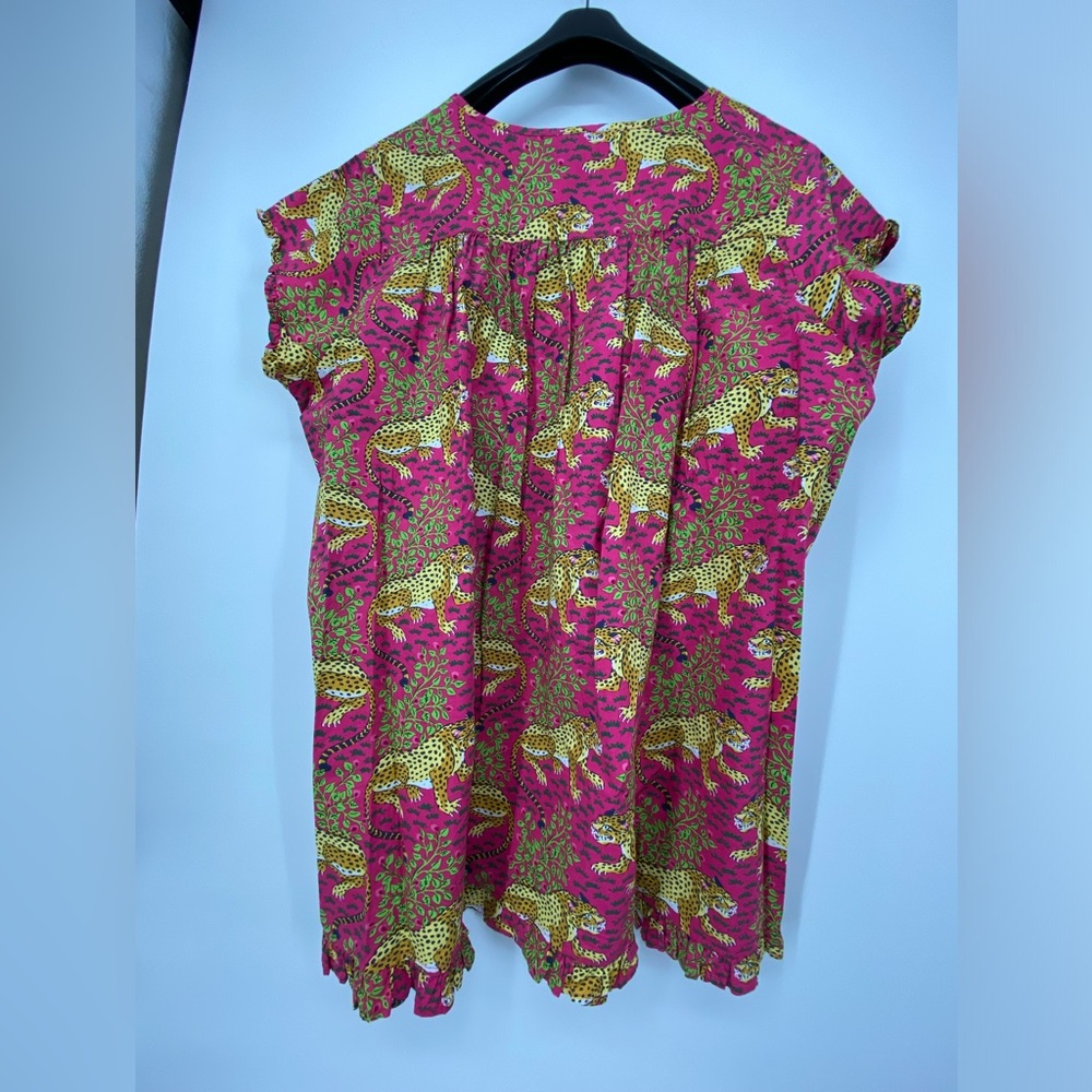 Printfresh Fuchsia Leopard-Print Short Sleeve Tun… - image 2